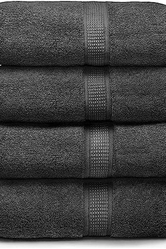 Premium Bath Towels Pack of 4, 100% Cotton, Large, Super Soft, Highly Absorbent, Quick Dry, Durable, Comfortable, Great Value & Quality, Perfect for Home & Bathroom - Grey - Velinare
