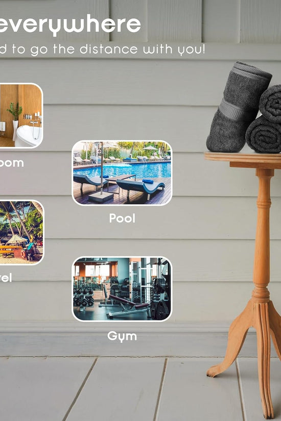 Premium Bath Towels Pack of 4, 100% Cotton, Large, Super Soft, Highly Absorbent, Quick Dry, Durable, Comfortable, Great Value & Quality, Perfect for Home & Bathroom - Grey - Velinare