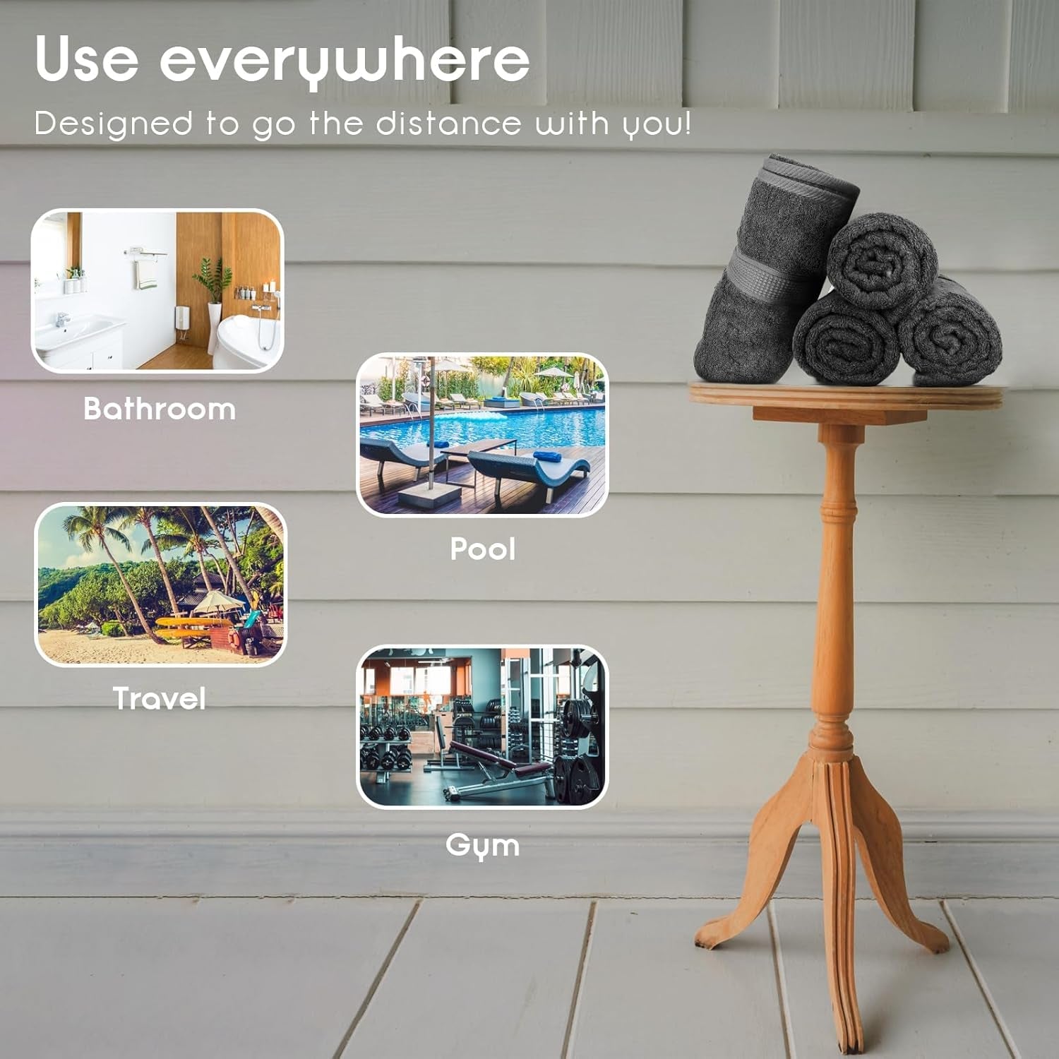 Premium Bath Towels Pack of 4, 100% Cotton, Large, Super Soft, Highly Absorbent, Quick Dry, Durable, Comfortable, Great Value & Quality, Perfect for Home & Bathroom - Grey - Velinare