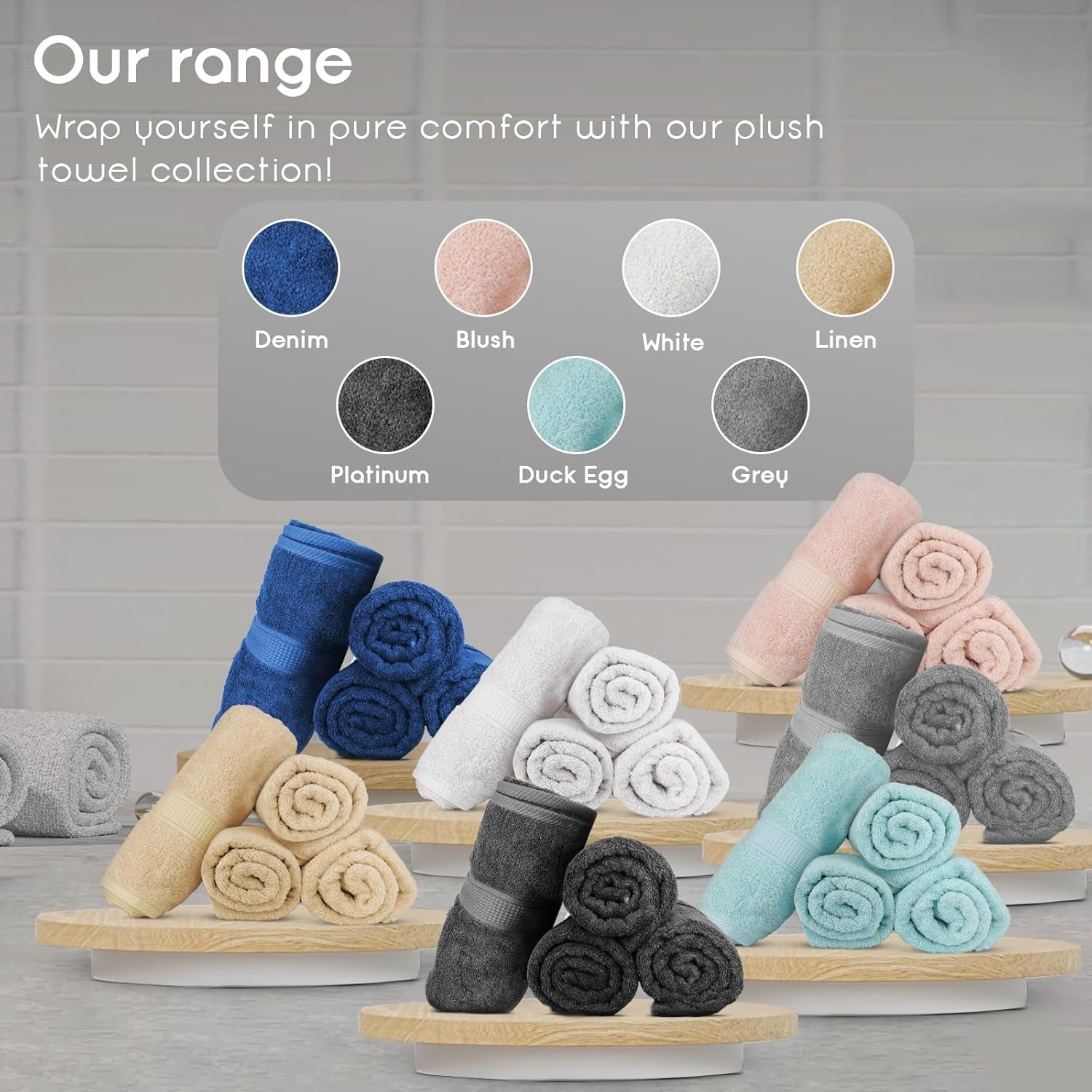 Premium Bath Towels Pack of 4, 100% Cotton, Large, Super Soft, Highly Absorbent, Quick Dry, Durable, Comfortable, Great Value & Quality, Perfect for Home & Bathroom - Grey - Velinare