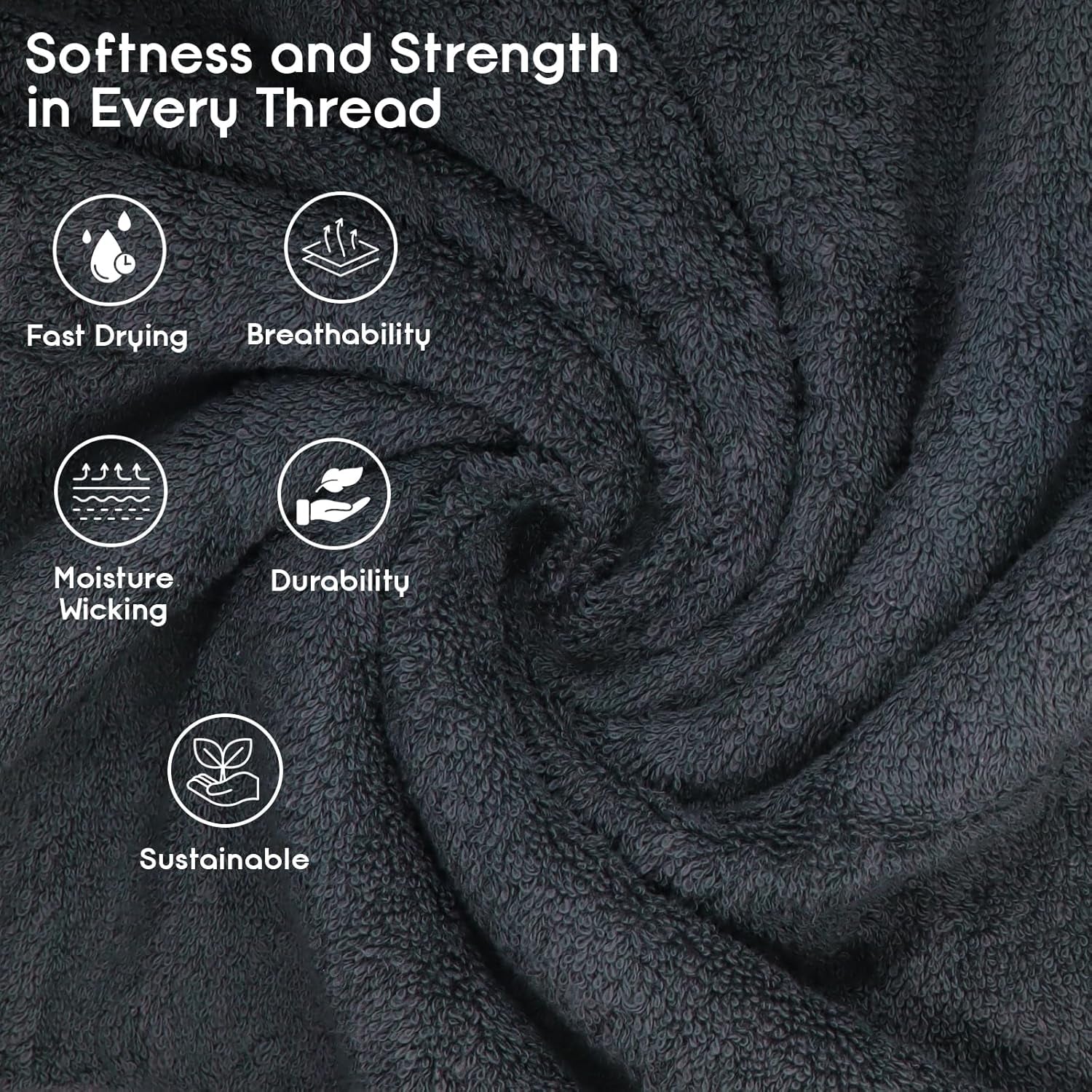 Premium Bath Towels Pack of 4, 100% Cotton, Large, Super Soft, Highly Absorbent, Quick Dry, Durable, Comfortable, Great Value & Quality, Perfect for Home & Bathroom - Grey - Velinare