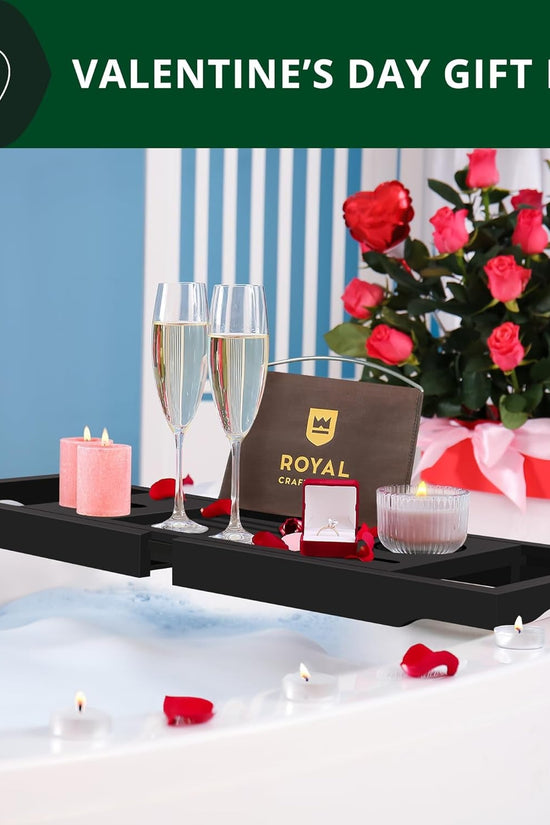 Premium Foldable Bathtub Tray - Wood Bath Tray for Tub, Bamboo Shelf, Expandable Bath Table Trays, Bathtub & Bathroom Accessories for New Home & Mothers Day & Birthday Gifts for Mom - Velinare