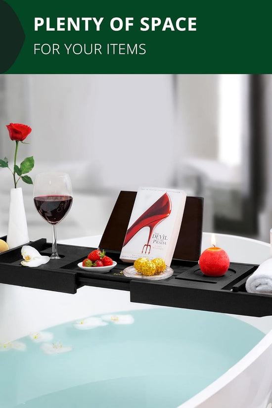 Premium Foldable Bathtub Tray - Wood Bath Tray for Tub, Bamboo Shelf, Expandable Bath Table Trays, Bathtub & Bathroom Accessories for New Home & Mothers Day & Birthday Gifts for Mom - Velinare