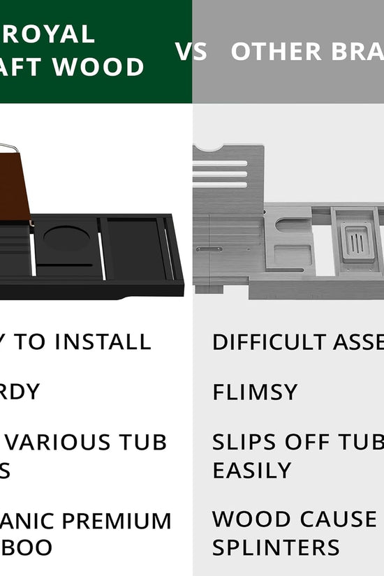 Premium Foldable Bathtub Tray - Wood Bath Tray for Tub, Bamboo Shelf, Expandable Bath Table Trays, Bathtub & Bathroom Accessories for New Home & Mothers Day & Birthday Gifts for Mom - Velinare