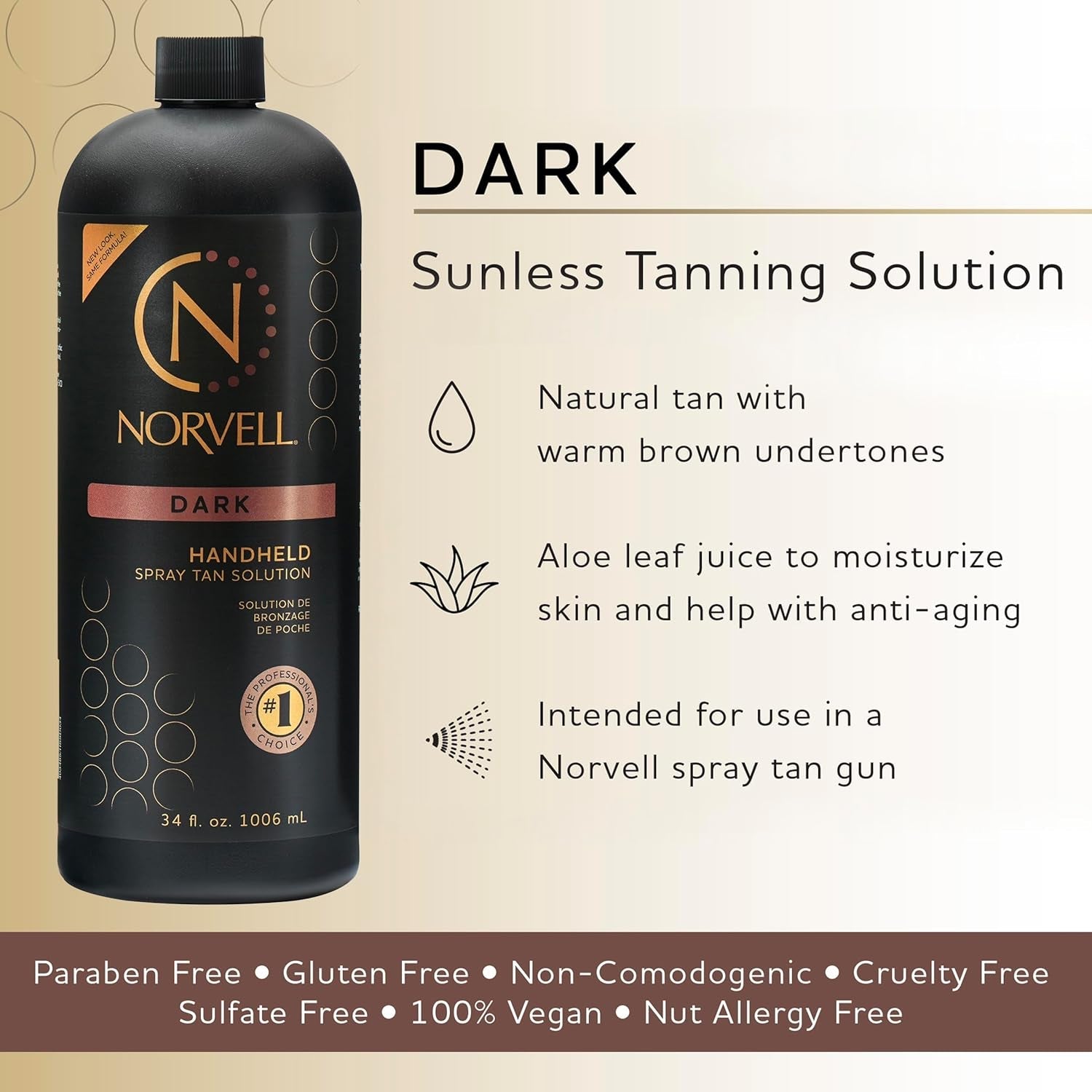 Premium Sunless Tanning Solution - Dark, 34 Fl Oz - Velinare