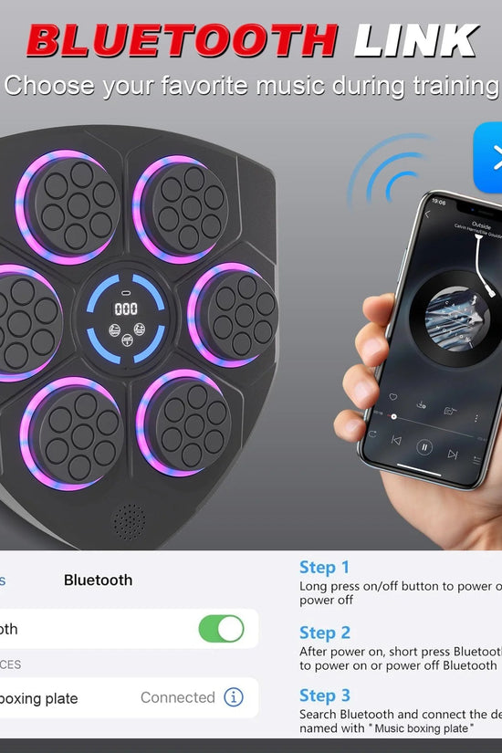 Smart Bluetooth Punching Bag, LED Guide, 9 - Speed, Wall - Mounted, Boxing & Fitness - Velinare