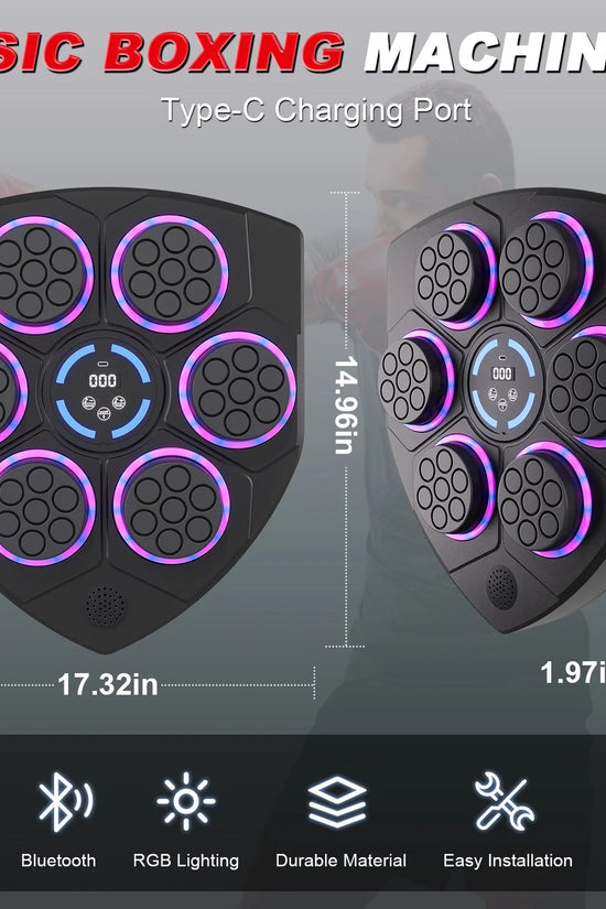 Smart Bluetooth Punching Bag, LED Guide, 9 - Speed, Wall - Mounted, Boxing & Fitness - Velinare