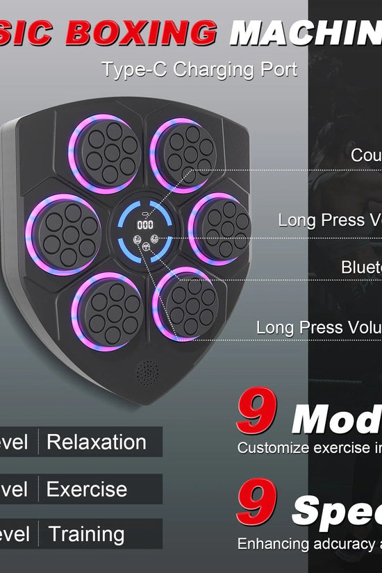 Smart Bluetooth Punching Bag, LED Guide, 9 - Speed, Wall - Mounted, Boxing & Fitness - Velinare