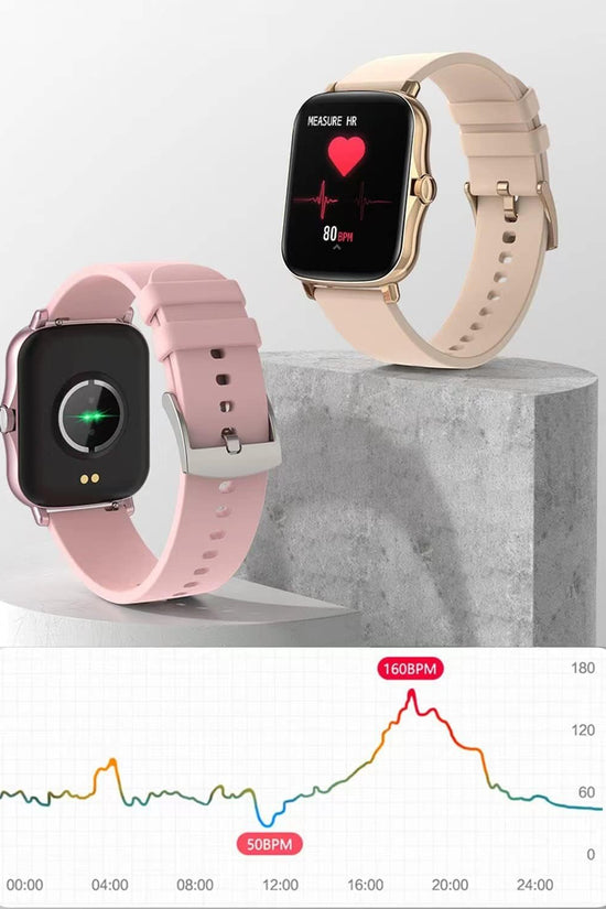 Smart Fitness Tracker Watch for Android/Ios - IP68, Heart Rate/Blood Oxygen/Sleep Monitoring, 8 Sports Modes, Breath Training, Weather Updates - 1.69 - Inch Display for Men and Women (Rose Gold) - Velinare