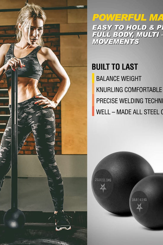 Steel Mace Bell for Strength Training - Support Full Body, Muscles, Shoulder, Grips & Forearms Workouts to Rehabilitation, Stretching 5, 7, 10, 15, 20, 25, 30Lb for Woman & Man - Velinare