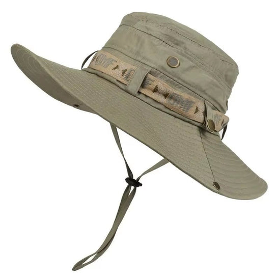 Summer Men Bucket Hat Outdoor UV Protection Wide Brim Panama Safari Hunting Hiking Hat Mesh Fisherman Hat Beach Sunscreen Cap - Velinare