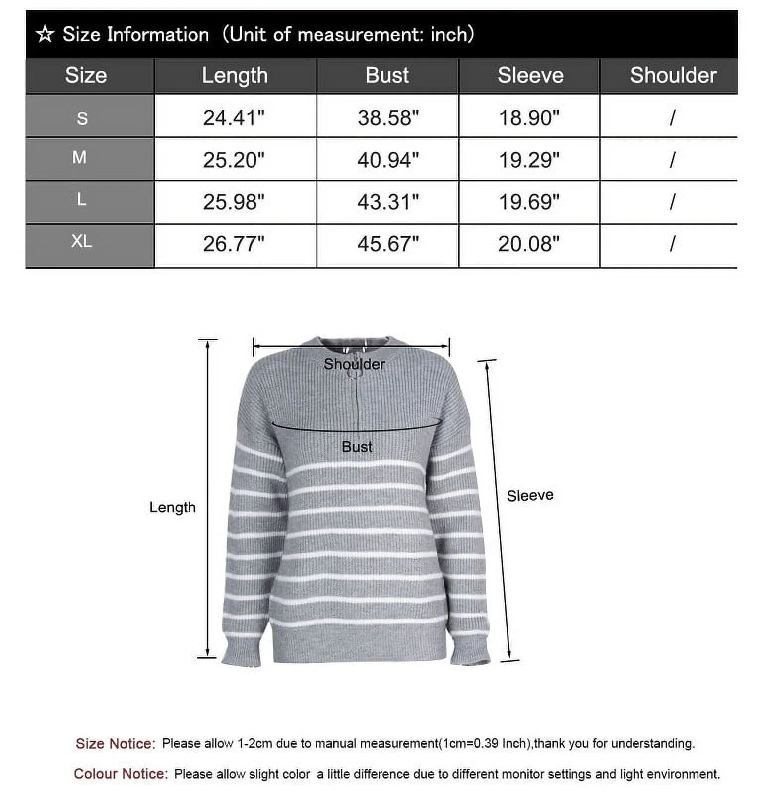 Sweaters for Women Quarter Zip Striped Sweaters Knitted Warm Pullover Sweaters - Velinare