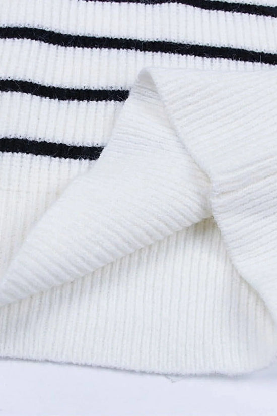 Sweaters for Women Quarter Zip Striped Sweaters Knitted Warm Pullover Sweaters - Velinare