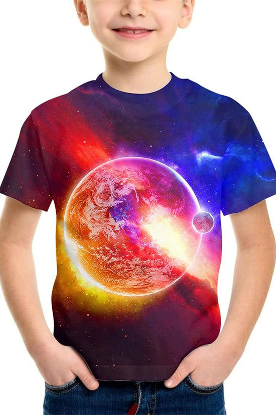 Teens Boys Girls Shirts 3D Print Colorful Design Graphic Tee Shirt with Short Sleeve for Kids 6 - 16 Years - Velinare