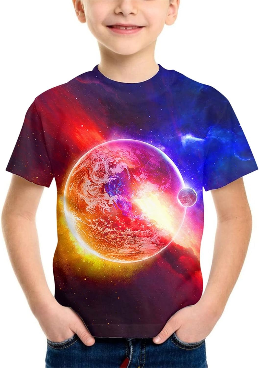 Teens Boys Girls Shirts 3D Print Colorful Design Graphic Tee Shirt with Short Sleeve for Kids 6 - 16 Years - Velinare