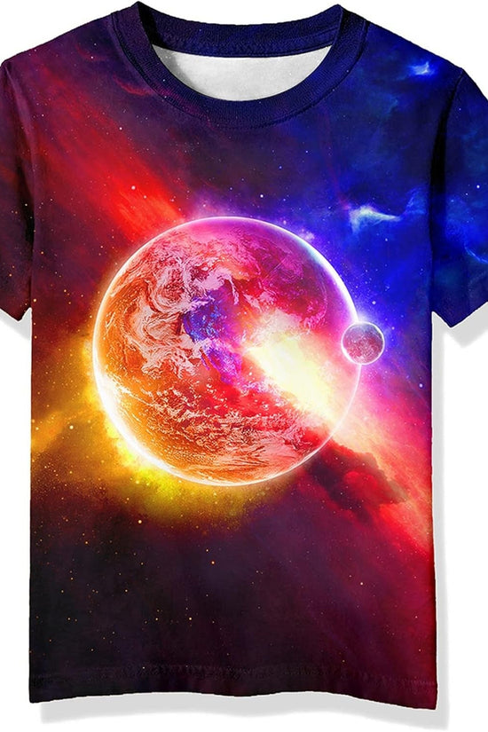 Teens Boys Girls Shirts 3D Print Colorful Design Graphic Tee Shirt with Short Sleeve for Kids 6 - 16 Years - Velinare