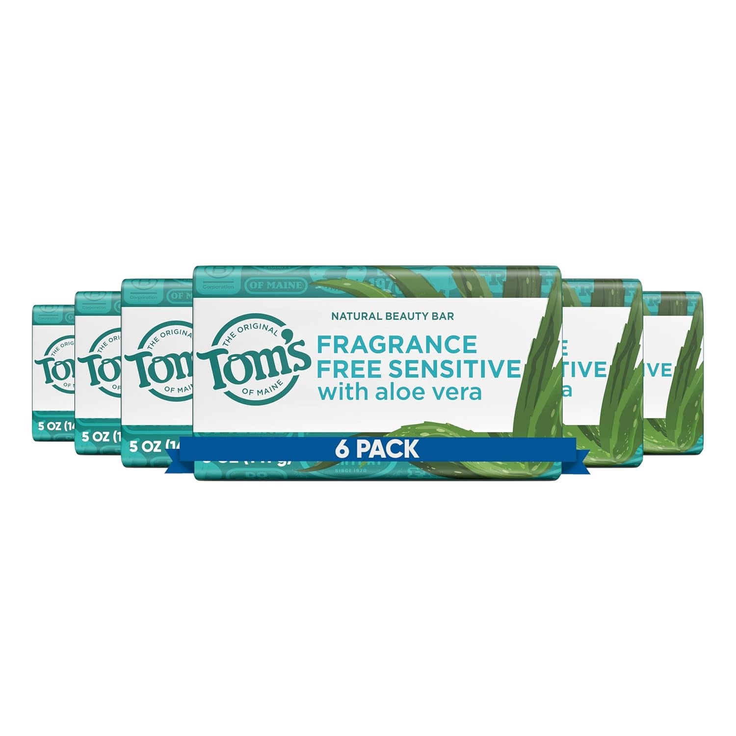 Tom’S of Maine Natural Beauty Bar Soap for Women and Men, Fragrance Free, Sensitive Skin, 5 Oz Bar (Pack of 6) - Velinare