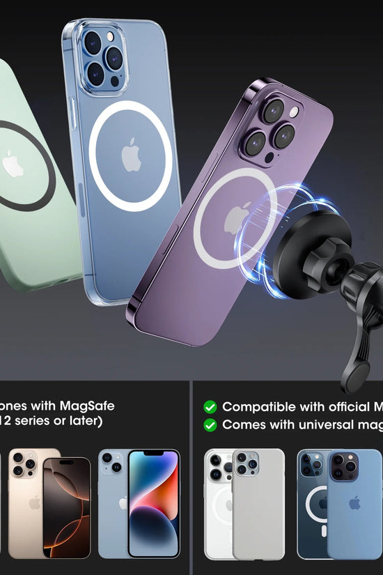 Universal Magnetic Phone Mount with Magnetic Disc, 360° Rotation, Air Vent Holder, Super Strong Magnet, Black - Velinare