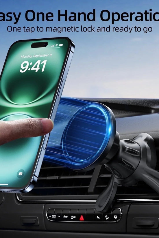 Universal Magnetic Phone Mount with Magnetic Disc, 360° Rotation, Air Vent Holder, Super Strong Magnet, Black - Velinare