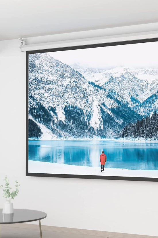 Universal Projector Screen Ceiling Mount, Wall Hanging Mount L - Brackets, 6 Inch Adjustable Extension with Hook Kit, Perfect Projector Screen Placement Hold up to 66 Lbs (PSM001 - W), White - Velinare