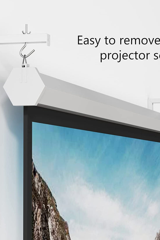 Universal Projector Screen Ceiling Mount, Wall Hanging Mount L - Brackets, 6 Inch Adjustable Extension with Hook Kit, Perfect Projector Screen Placement Hold up to 66 Lbs (PSM001 - W), White - Velinare