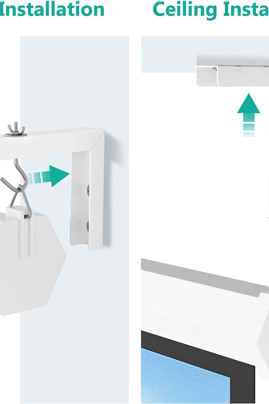 Universal Projector Screen Ceiling Mount, Wall Hanging Mount L - Brackets, 6 Inch Adjustable Extension with Hook Kit, Perfect Projector Screen Placement Hold up to 66 Lbs (PSM001 - W), White - Velinare