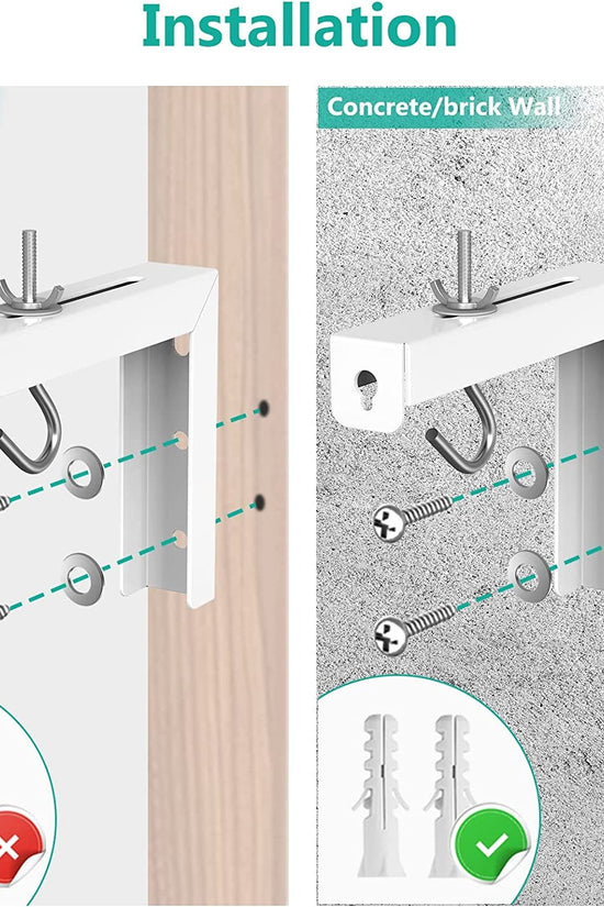 Universal Projector Screen Ceiling Mount, Wall Hanging Mount L - Brackets, 6 Inch Adjustable Extension with Hook Kit, Perfect Projector Screen Placement Hold up to 66 Lbs (PSM001 - W), White - Velinare