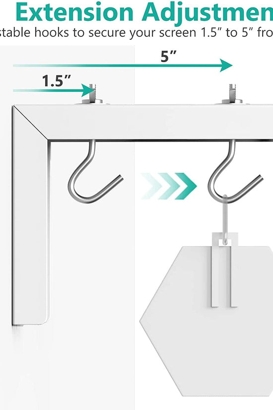 Universal Projector Screen Ceiling Mount, Wall Hanging Mount L - Brackets, 6 Inch Adjustable Extension with Hook Kit, Perfect Projector Screen Placement Hold up to 66 Lbs (PSM001 - W), White - Velinare