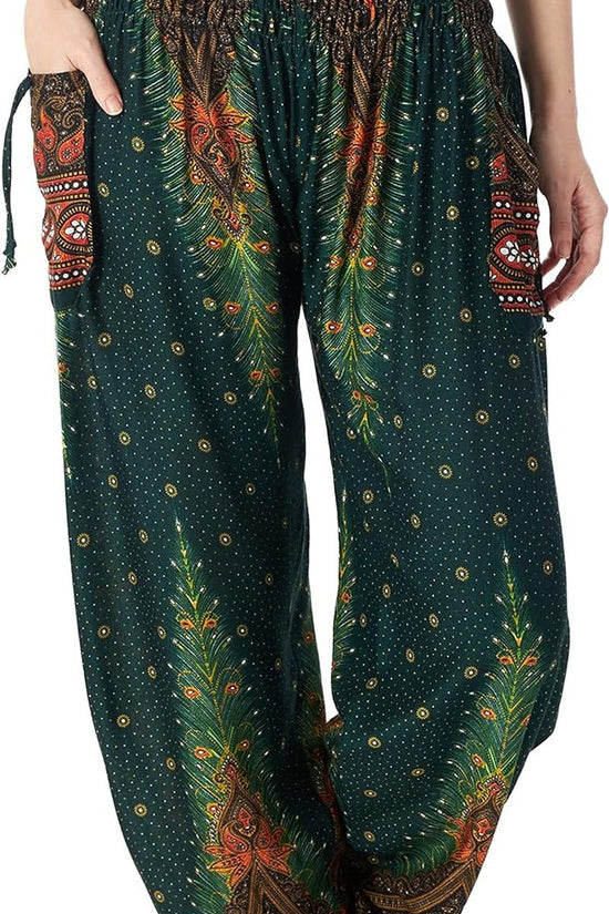 Women'S Smocked Waist Boho Flowy Yoga Harem Pants Hippie Clothes - Velinare