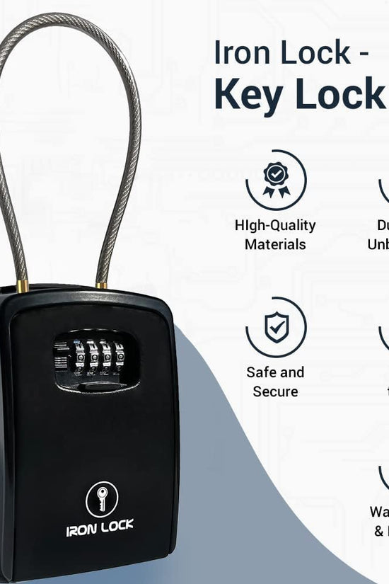 ® XXL Portable Key Lock Box and Wall Mounted with Removable Cable Shackle Waterproof Indoor Outdoor 4 Digit Combo Resettable Code with a B Switch Extra Large Key Lockbox outside (XXL, Black) - Velinare