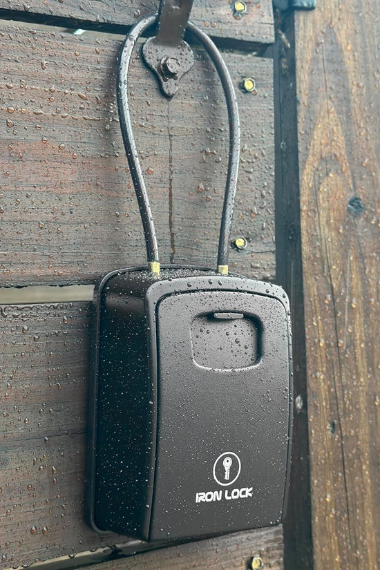 ® XXL Portable Key Lock Box and Wall Mounted with Removable Cable Shackle Waterproof Indoor Outdoor 4 Digit Combo Resettable Code with a B Switch Extra Large Key Lockbox outside (XXL, Black) - Velinare