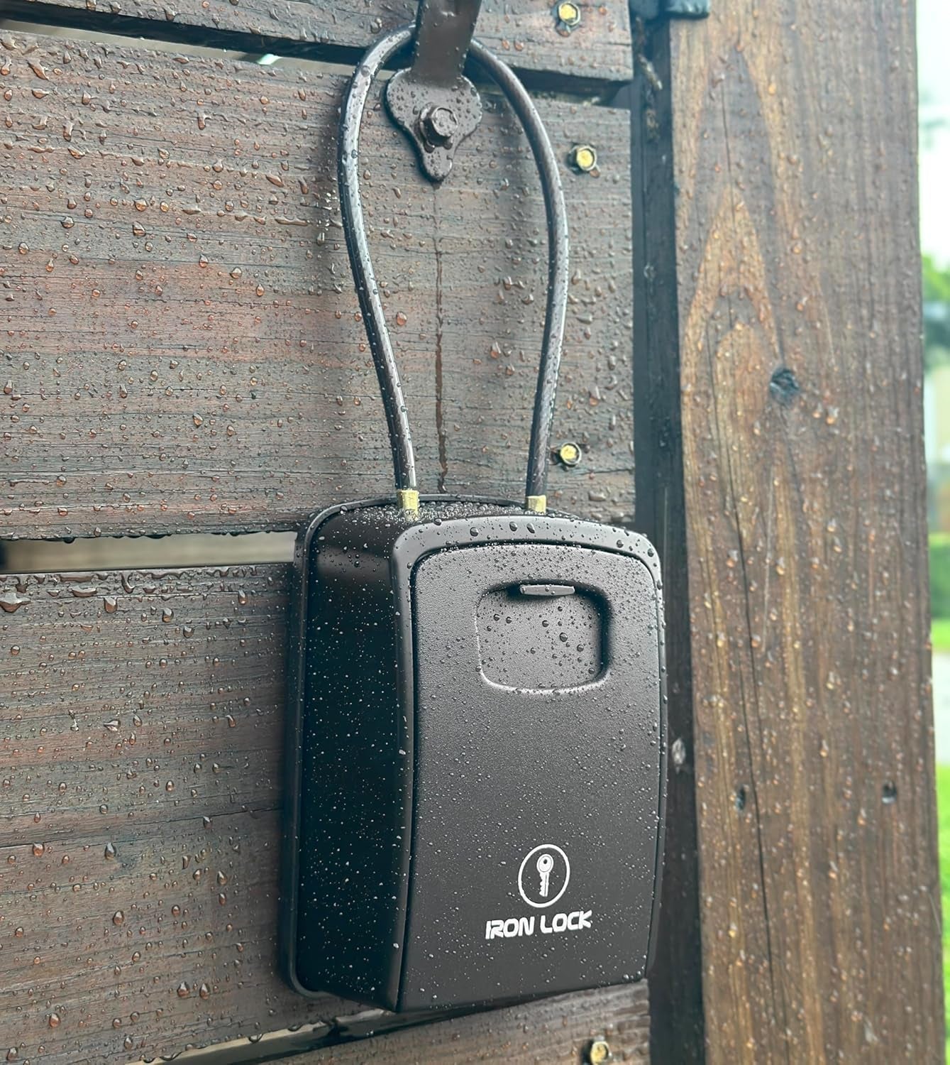 ® XXL Portable Key Lock Box and Wall Mounted with Removable Cable Shackle Waterproof Indoor Outdoor 4 Digit Combo Resettable Code with a B Switch Extra Large Key Lockbox outside (XXL, Black) - Velinare