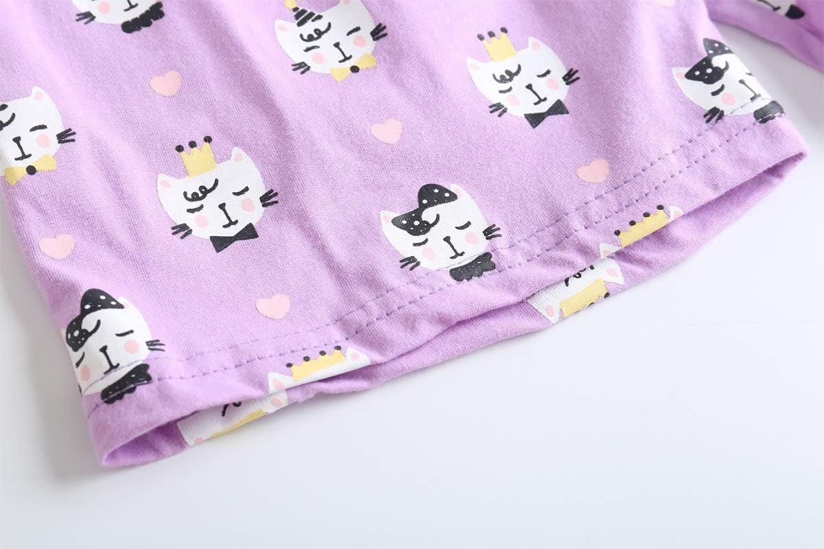 Young Girls Pajama Cute Cat Pattern Nighty Comfy Shorts Cotton Sleepwear - Velinare